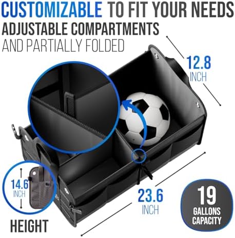 Car Trunk Organizer – Large Collapsible Storage Box with Adjustable Compartments – Heavy-Duty Cargo Organizer for SUV, Truck & Car – Non-Slip Waterproof Trunk Storage Bin for Groceries & Tools - Image 5