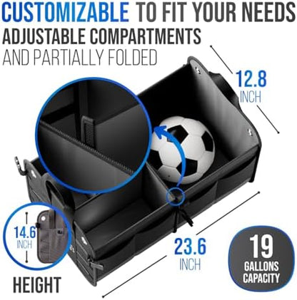 Car Trunk Organizer – Large Collapsible Storage Box with Adjustable Compartments – Heavy-Duty Cargo Organizer for SUV, Truck & Car – Non-Slip Waterproof Trunk Storage Bin for Groceries & Tools - Image 5