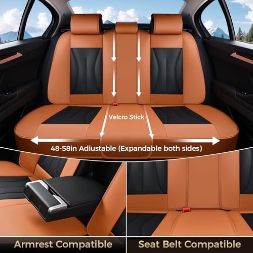 FLORICH Seat Cover, Car Seat Covers Full Set, Waterproof Leather Car Seat Protector 5 Seats, Front and Rear Seat Covers for Cars, Automotive Seat Covers Protector Fit for Most Cars Trucks SUV - Image 4