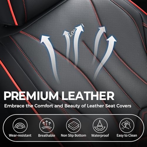 FLORICH Leather Car Seat Cover, Car Seat Covers Full Set, Waterproof Car Seat Protectors 5 Seats, Front and Rear Seat Covers for Cars, Automotive Seat Covers Protector Fit for Most Cars Trucks - Image 5