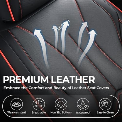 FLORICH Leather Car Seat Cover, Car Seat Covers Full Set, Waterproof Car Seat Protectors 5 Seats, Front and Rear Seat Covers for Cars, Automotive Seat Covers Protector Fit for Most Cars Trucks - Image 5