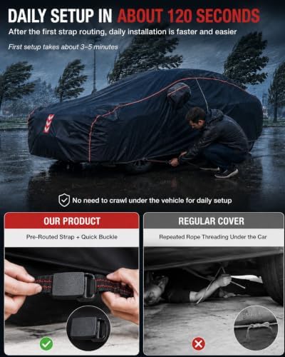 Car Cover Waterproof All Weather, 8-Point Fastening for Sedans 194-208 in - Image 3