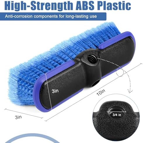 Car Wash Brush Head with Soft Bristle 10 Inch, Car Cleaning Brush with Protective Bumper for Cleaning Auto Cars Trucks RV Boat Deck (Blue) (4 Pack) - Image 4