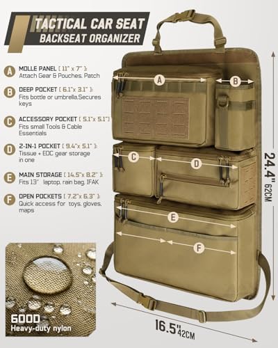 All in One Car Seat Back Organizer Fit Most Cars SUV Trucks Jeeps - Image 2