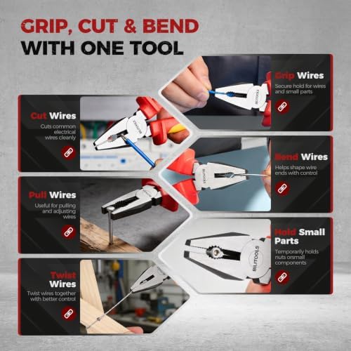 BILITOOLS 1000V Insulated Lineman Pliers, 6 inch, Combination Pliers, Cr-V - Image 4