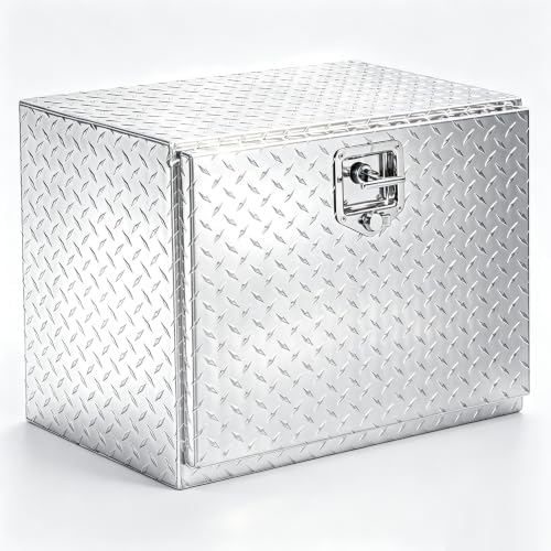 TUFFIOM Truck Bed Tool Box, 24"×17"×18" Heavy Duty Aluminum Diamond Plate Trailer Tool Box w/Lock Keys, Underbody Truck Box, Tool Storage Organizer Chest for Pick up,ATV,RV Trailer by TUFFIOM