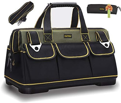 FASTECH 22-inch Wide Mouth Tool Bag with Water Proof Molded Base，Wide Mouth Tool Tote Bag,Waterproof Tool Organizer Bag for Men with Adjustable Shoulder Strap (22 inch) by FASTECH
