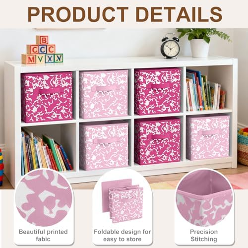 LemonRoad 6 Fabric Cube Storage Bin 11'' Classroom Bin, Pink, Classic - Image 3