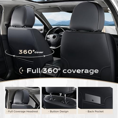 Coverado Car Seat Covers, Car Seat Covers Front Seats, 2-Pack Front Seat Cover, Nappa Leather Waterproof Seat Covers, Car Seat Protectors, Automotive Seat Covers Universal Fit for Most Vehicles - Image 5