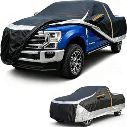 Waterproof Heavy Duty Truck Cover Custom Full Exterior Covers with Sunshade, Cotton Liner, Breathable Ventilation Mesh and Zipper, Fit (Truck XL-Length 240 to 254 inch) by Unknown