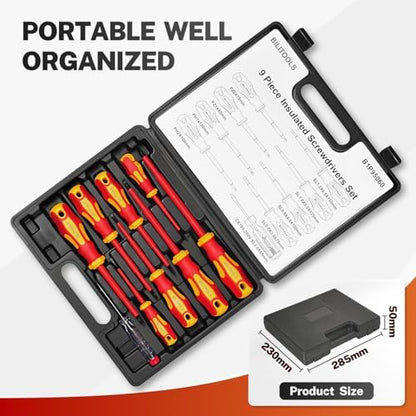 BILITOOLS 9-Piece 1000V Insulated Screwdriver Set with Magnetic Tips - Image 5