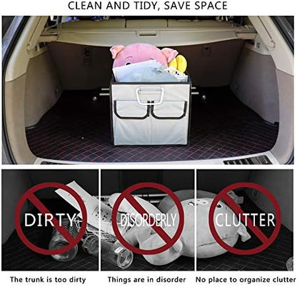 Car Trunk Organizer Collapsible Portable Multi Compartments Organizer with Non Slip Straps for SUV Truck Auto Vehicle Car Auto Minivan (Small without cover, Space gray) - Image 2