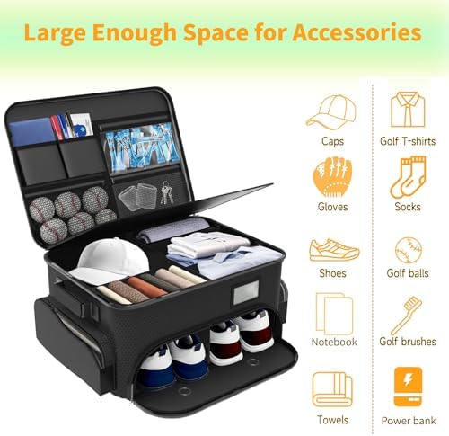 WALMANN Golf Trunk Organizer – Large 2-Layer Storage Bag with Ventilated Shoe Compartments for 2 Pairs, Waterproof Foldable Golf Gear Organizer - Image 4