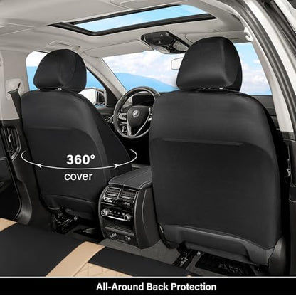 Coverado Universal Leather Seat Covers Full Set for 5 Seats – Waterproof, Durable All-Weather Protector for SUV, Pickup Truck, Sedan, Black&Beige - Image 3