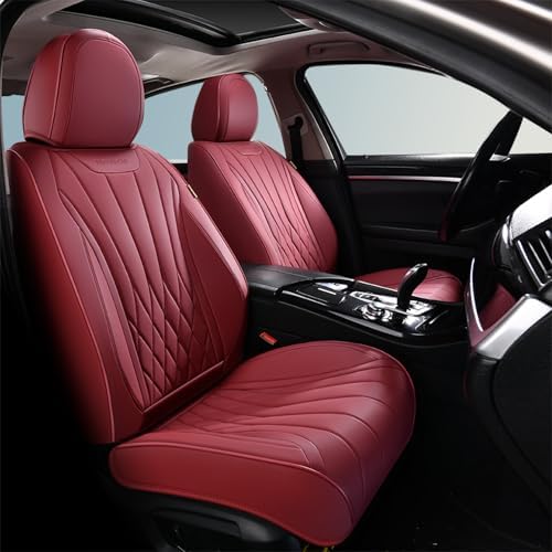 FLORICH Car Seat Covers, Universal Front Seat Covers, 2-Seater Waterproof Nappa Leather Car Seat Covers, Automotive Seat Covers Car Seat Protector Fit for Most Cars - Red by FLORICH