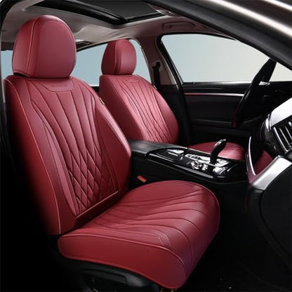 FLORICH Car Seat Covers, Universal Front Seat Covers, 2-Seater Waterproof Nappa Leather Car Seat Covers, Automotive Seat Covers Car Seat Protector Fit for Most Cars - Red by FLORICH