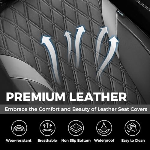 FLORICH Car Seat Covers Front Seat, Leather Seat Covers for Cars, Car Seat Protector Waterproof, Universal Automotive Seat Covers, Front Car Seat Cover Fit for Most Sedans SUV Pick-up Truck - Image 4