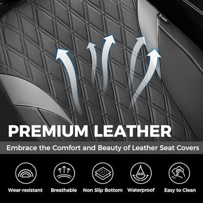 FLORICH Car Seat Covers Front Seat, Leather Seat Covers for Cars, Car Seat Protector Waterproof, Universal Automotive Seat Covers, Front Car Seat Cover Fit for Most Sedans SUV Pick-up Truck - Image 4