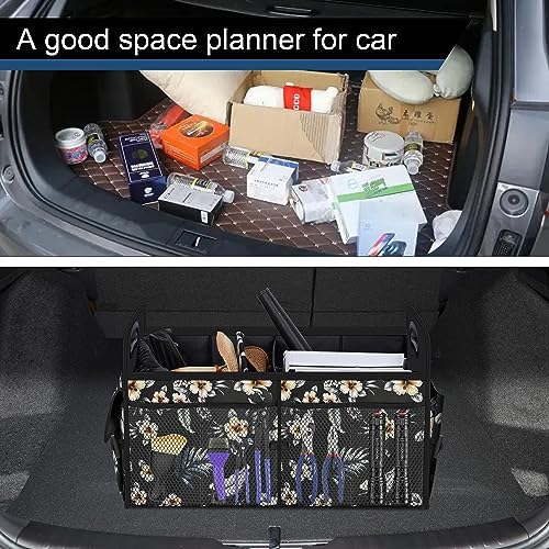 Femuar Car Trunk Organizer,Car Storage Organizer with 72L Large Capacity Waterproof Collapsible and 11 Pockets,Trunk Organizer for Car Suv/Jeep/Sedan, Large Size, Hibiscus flowers - Image 6