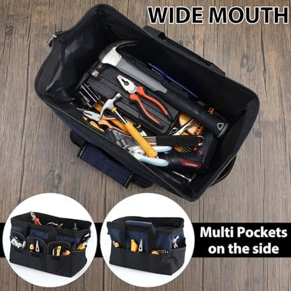 Sanwuta 3 Pack 16 Inch Tool Bags, Side Pockets, Blue, Red, Yellow - Image 4