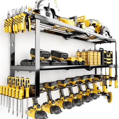 Large Power Tool Organizer Wall Mount,3-Tier 8 Slot,Extra Tall,Black by MASSOOAN