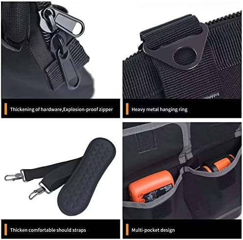 FASTECH 20-inch Wide Mouth Tool Bag with Water Proof Molded Base, Waterproof Tool Organizer Bag for Men with Adjustable Shoulder Strap (Grey-20INCH) - Image 4