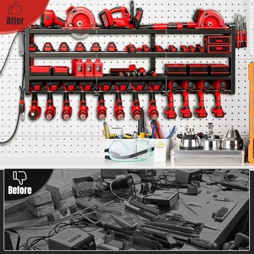 50" W Power Tool Organizer Wall Mount,Holds 12 Cordless Drills - Image 5