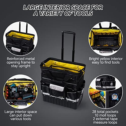 MARUTAI 18in Rolling Tool Bag with Wheels, 29 Pocket Organizer for Jobsites - Image 4