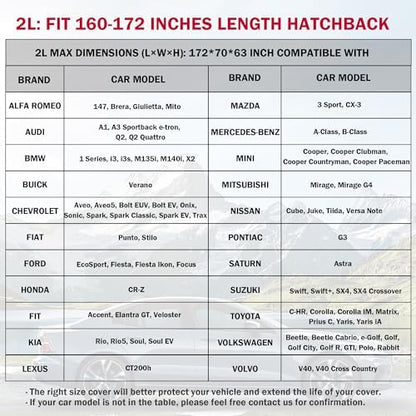 Waterproof Car Cover for Automobiles All Weather - Coverado Outdoor Full Car Covers with Zipper Door, Cotton Backing Snowproof UV Protection Windproof, Universal Fit for Hatchback (160"-172") - Image 5