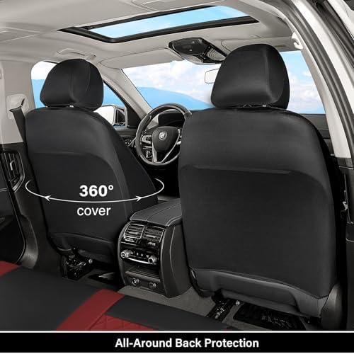 Coverado Universal Leather Seat Covers Front Seats, Front Seat Covers for SUV, Pickup Truck, Sedan, Automotive Vehicle Interior, Waterproof and Durable All Weather Protector，Red - Image 2