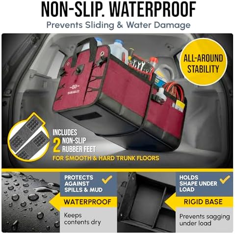 Extra Large Car Trunk Organizer - Trunk Storage - Modular Detachable Configurable Collapsible - for SUV Minivan Truck Sedan Van - 4 Compartment XXL, Cherry - Image 6