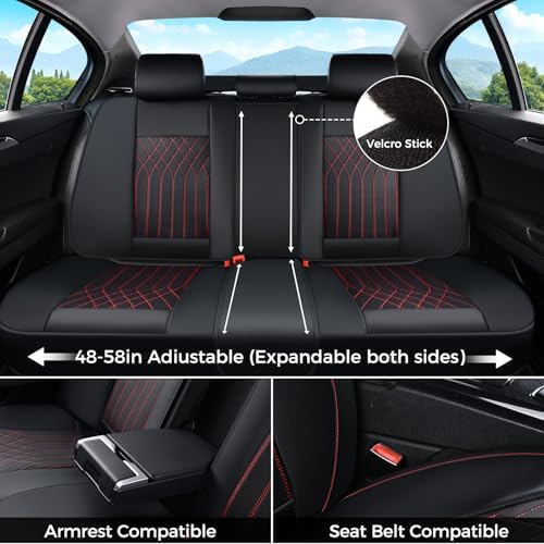 FLORICH Leather Seat Covers, Car Seat Covers Full Set, Car Seat Protector Waterproof, Front and Rear Seat Covers for Cars, Automotive Seat Covers Universal Fit for Most Cars SUV - Image 2