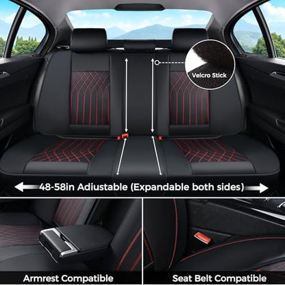 FLORICH Leather Seat Covers, Car Seat Covers Full Set, Car Seat Protector Waterproof, Front and Rear Seat Covers for Cars, Automotive Seat Covers Universal Fit for Most Cars SUV - Image 2