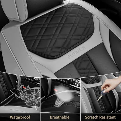 FLORICH Seat Covers, Front Seat Covers 2 PCs, Automotive Seat Cover for Cars, Luxury Leather Universal Seat Cover Accessories Fit for Most Cars SUV Truck Sedans(Grey) - Image 6