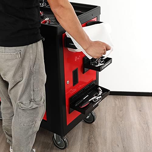 CASOMAN Magnetic Toolbox Shelf, Tray, Paper Towel Holder, 4-Piece Set, Black, Variety of Use, Durable, Magnets Any Metal Surface - Image 2