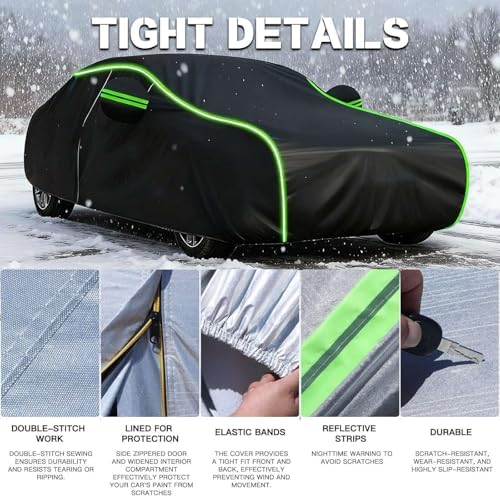 Car Cover Waterproof for Zastava Yugo Florida 1990-2008, Outdoor Full Car Covers with Door Zipper, Large Auto Cover Sun Snow Rain UV Dust Resistant - Image 5