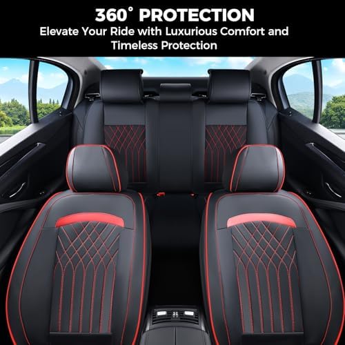 FLORICH Car Seat Covers Front Seat, Leather Seat Covers for Cars, Waterproof Car Seat Protector Breathable, Front Seat Covers for Cars, Automotive Seat Covers Universal Fit for Most SUV Pick-up Truck - Image 3