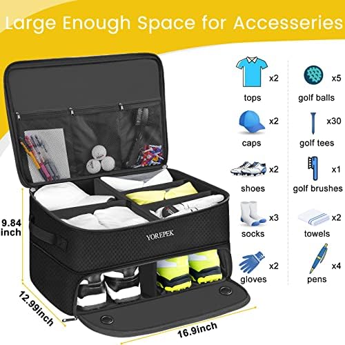 YOREPEK Golf Gifts for Men, 2 Layer Golf Trunk Organizer for 2 Pair Shoes - Image 6