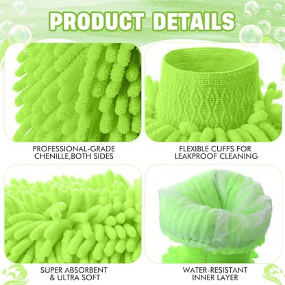 24 Pack Car Wash Mitts Bulk Microfiber Wash Mitts, Lime Green - Image 3