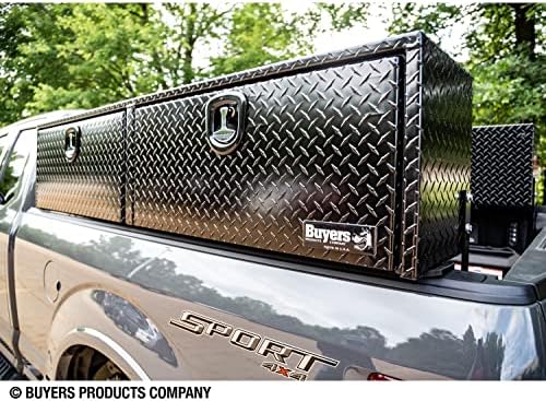Buyers Products 1721563 Black Aluminum Diamond Tread Topsider Truck Box With Drop Door, 72x18x16 Inch, Weather Resistant, Locking Compression Latch, No Drill Install, Made in USA - Image 4