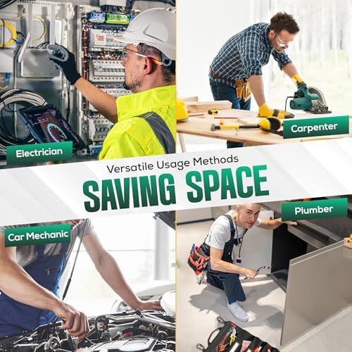 Roll Up Tool Bag Organizer – Heavy Duty Canvas Tool Roll Bag, Tool Roll Up with 5 Oversized Labeled Pockets & Carabiners, Portable Roll Up Tool Organizer for Mechanic, Truck & Car (Green) - Image 5