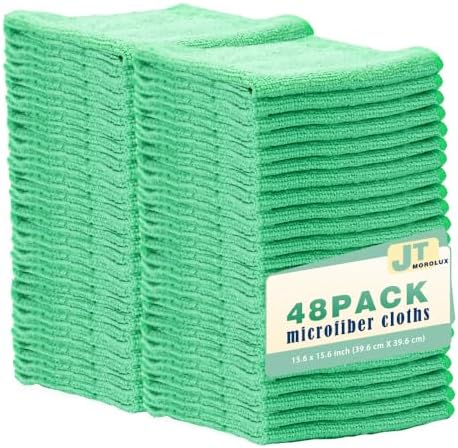 48 Pack 16'x16' Microfiber Household Cleaning Cloths - Multi-Purpose, Machine Washable, Absorbent Towels for Kitchen, Car, Home Appliances (16x16 48pk Green) by Unknown