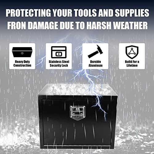 confote 24 Inch Black Steel Tool Box Pick Up Truck Bed Underbody Storage Organizer with T-Handle Latch and Keys 24x18x18'' - Image 4