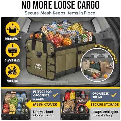Extra Large Car Trunk Organizer - Trunk Storage - Modular Detachable Configurable Collapsible - for SUV Minivan Truck Sedan Van - 4 Compartment XXL, Green - Image 5