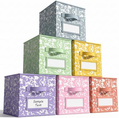 LemonRoad 6 Fabric Cube Storage Bin 11'' Classroom Bin, Macaron, Label by Unknown