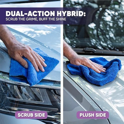 Microfiber Wholesale Pronto Cloths, Dual-Sided Microfiber Cleaning Towels, Soft Plush & Scrub Cloths for Dusting, Scrubbing, Kitchen, Windows & Car Detailing, Absorbent Bulk 25-Pack Blue - Image 6
