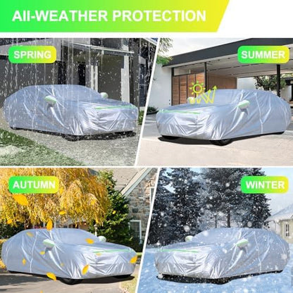 Sedan Car Cover (178-185 inches) - Universal Fit, Waterproof, Dupont Oxford, All Weather, Hail Protector, Sun Protection, Door Zipper - Image 3