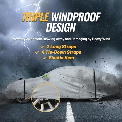 Favoto Car Cover Waterproof All Weather Windproof for Hatchback 157-171’’ - Image 4