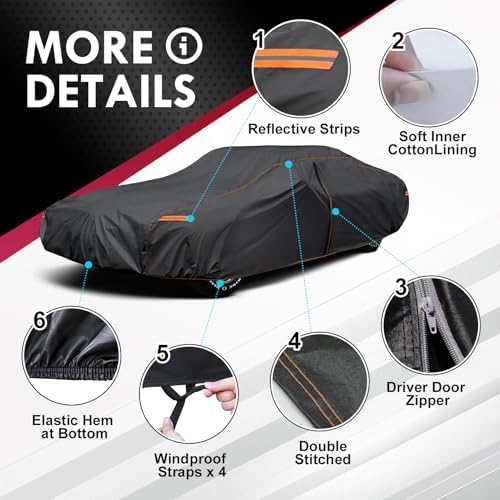 6 Layer Extra Large Car Cover for Sedan/Coupe up to 228 Inch - Image 3