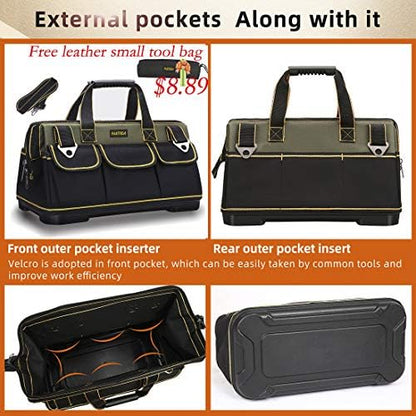 FASTECH 22-inch Wide Mouth Tool Bag with Water Proof Molded Base，Wide Mouth Tool Tote Bag,Waterproof Tool Organizer Bag for Men with Adjustable Shoulder Strap (22 inch) - Image 2